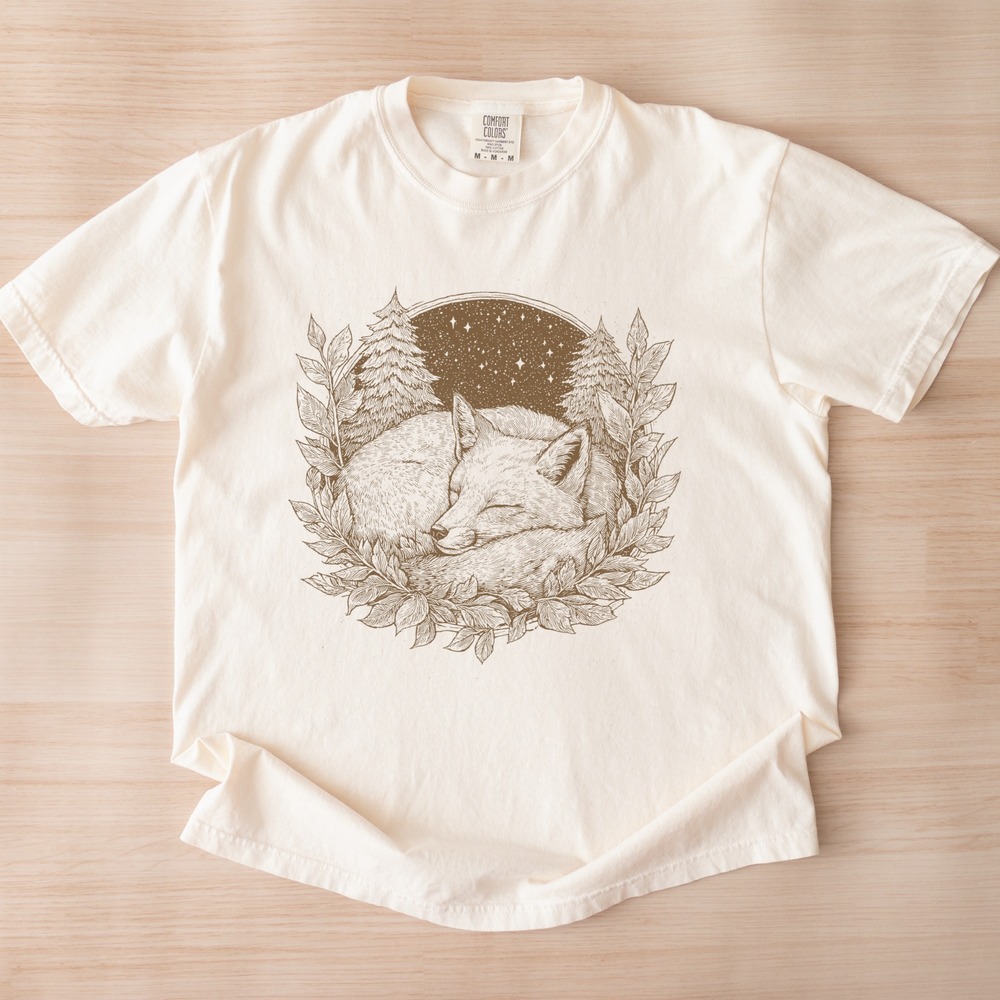 Sleeping Fox Art Boho Tee